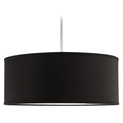 Modern Brushed Nickel Pendant with Black Textured Linen Shade by Kuzco Lighting