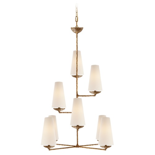 Visual Comfort Signature Collection Aerin Fontaine Vertical Chandelier in Gilded Plaster by Visual Comfort Signature ARN5204GPL
