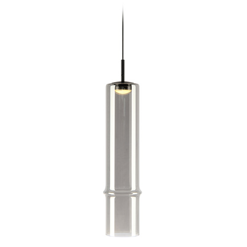 Matteo Lighting Bambu Matte Black LED Mini-Pendant Light with Cylindrical Shade