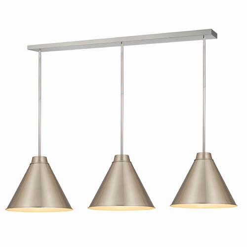 Z-Lite Eaton Brushed Nickel Multi-Light Pendant with Conical Shade