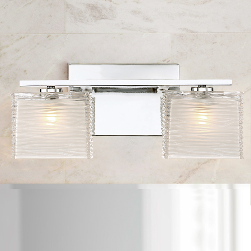 Quoizel Lighting Quoizel Westcap Polished Chrome 2-Light Bathroom Light with Sandblased and Clear Glass Shades WCP8602C