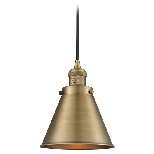 Innovations Lighting Innovations Lighting Appalachian Brushed Brass Mini-Pendant Light with Conical Shade 201C-BB-M13-BB