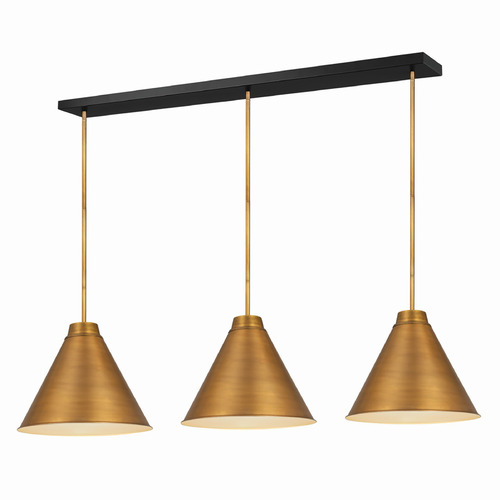 Z-Lite Z-Lite Eaton Rubbed Brass Multi-Light Pendant with Conical Shade 6011P18-3L-RB