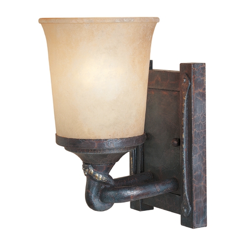 Sconce Wall Light with Beige / Cream Glass in Weathered Saddle Finish
