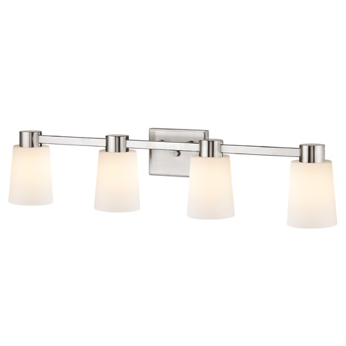 Design Classics Lighting 4-Light White Glass Bathroom Vanity Light Satin Nickel 2104-09 GL1027