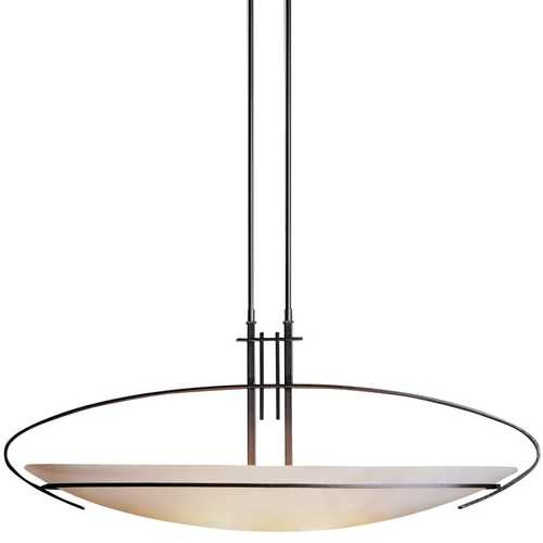 Hubbardton Forge Lighting Modern Pendant Light with White Glass in Dark Smoke Finish 134325-07