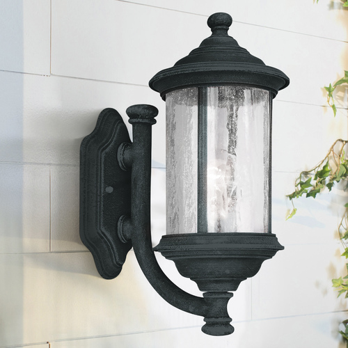 Seeded Glass Outdoor Wall Light Black 15-Inch Dolan Designs
