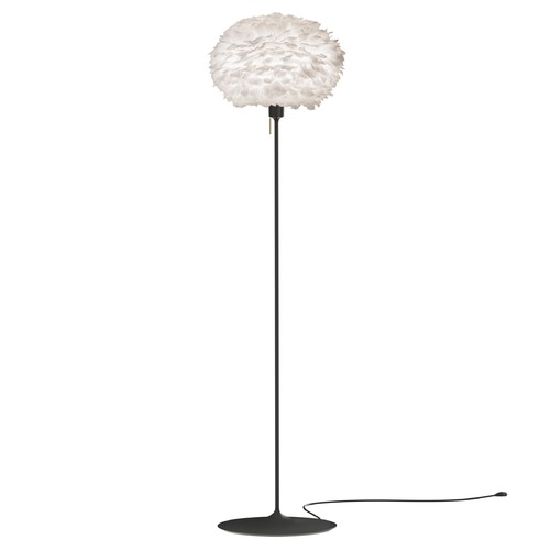 UMAGE Black Floor Lamp with White Abstract Feather Shade 3002_4038