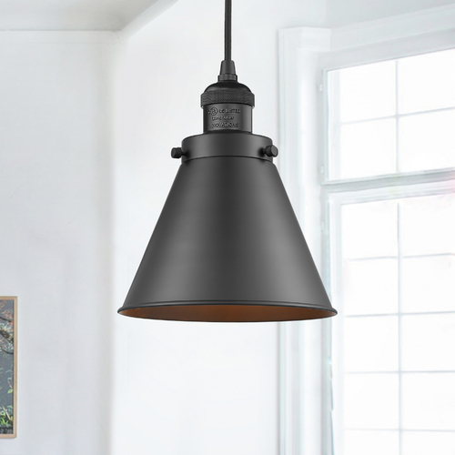 Innovations Lighting Innovations Lighting Appalachian Matte Black Mini-Pendant Light with Conical Shade 201C-BK-M13-BK