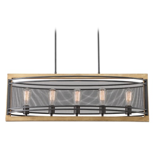 Satco Lighting Atelier Black & Honey Wood Linear Light with Oval Shade by Satco Lighting 60/7265