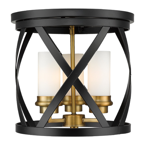 Z-Lite Malcalester Matte Black & Olde Brass Flush Mount by Z-Lite 481F13-MB-OBR