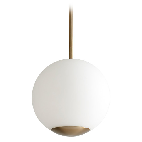 Oxygen Terra 12-Inch Opal Globe Pendant in Aged Brass by Oxygen Lighting 3-691-40