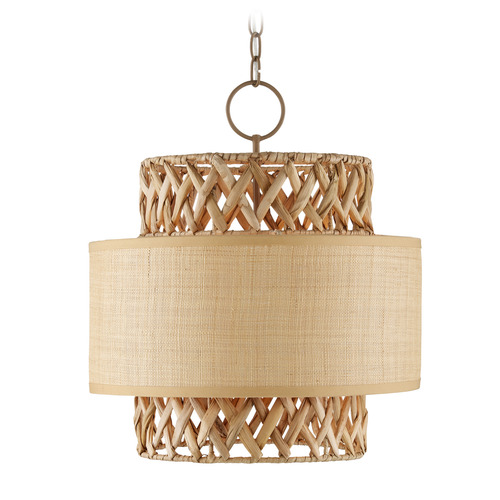 Isola 18.25-Inch Pendant in Khaki & Natural by Currey & Company
