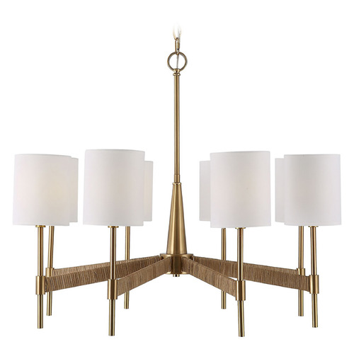 Uttermost Lighting The Uttermost Company Revelation Design Lautoka Warm Brass & Rattan Wrap Chandelier 21372