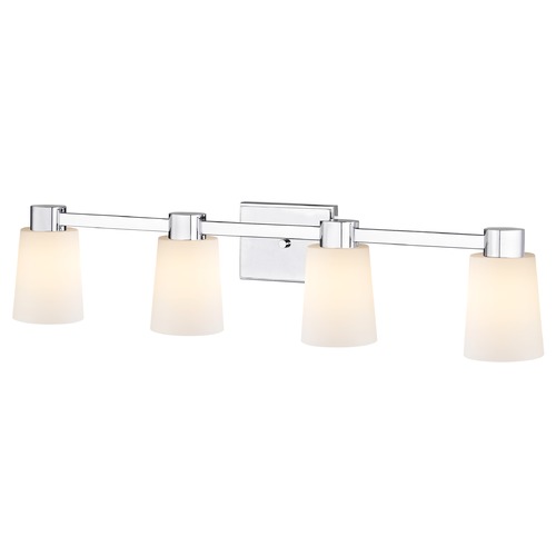 Design Classics Lighting 4-Light White Glass Bathroom Vanity Light Chrome 2104-26 GL1027