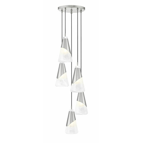 Z-Lite Z-Lite Aimie Brushed Nickel Multi-Light Pendant with Conical Shade 828P6-5R-BN