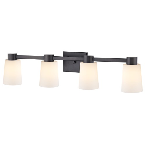 Design Classics Lighting 4-Light White Glass Bathroom Vanity Light Bronze 2104-220 GL1027