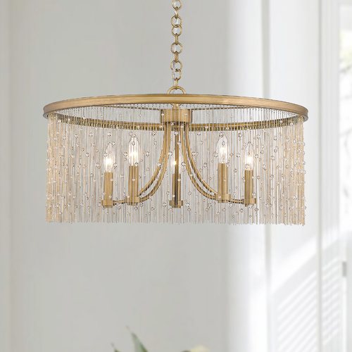 Golden Lighting Marilyn 25-Inch Chandelier in Peruvian Gold by Golden Lighting 1771-5PG-CRY