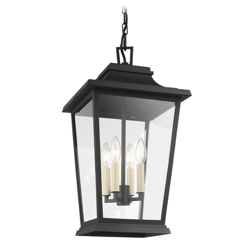 Warren Textured Black Outdoor Hanging Light by Visual Comfort Studio