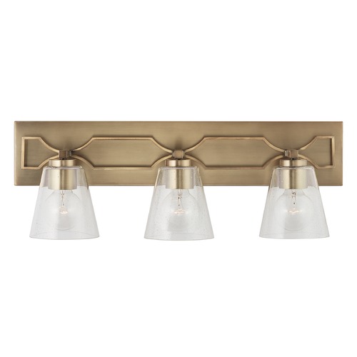 Capital Lighting Capital Lighting Jordyn 3-Light Aged Brass Bathroom Light with Clear Shade 138931AD-494