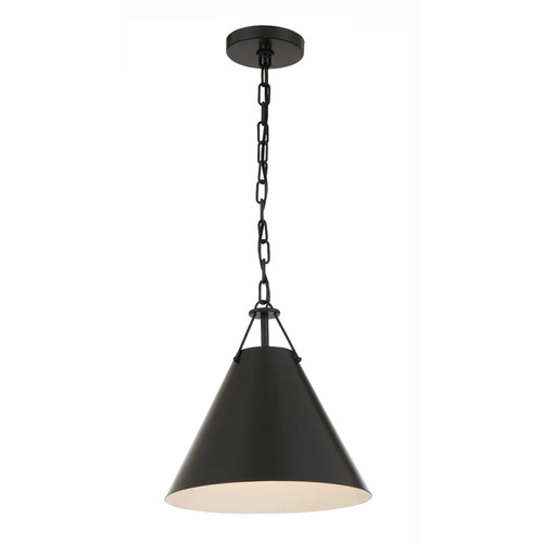 Xavier 12-Inch Pendant in Matte Black by Crystorama Lighting