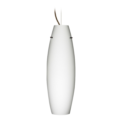 Besa Lighting Modern Pendant Light White Glass Bronze by Besa Lighting 1KX-412707-BR