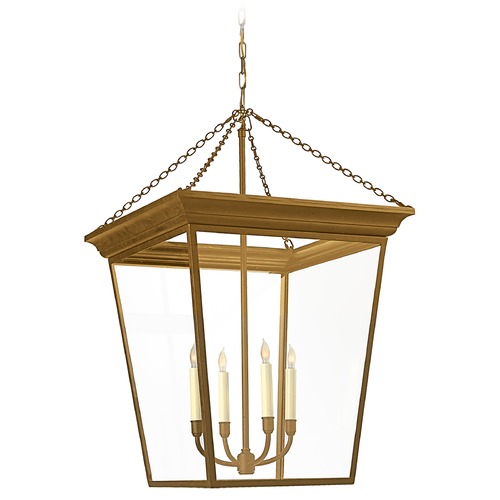 Visual Comfort Signature Collection E.F. Chapman Cornice Large Lantern in Antique Brass by Visual Comfort Signature SL5872HAB