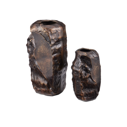 Carmelo Vase Set of 2 in Scorched Bronze by Currey & Company