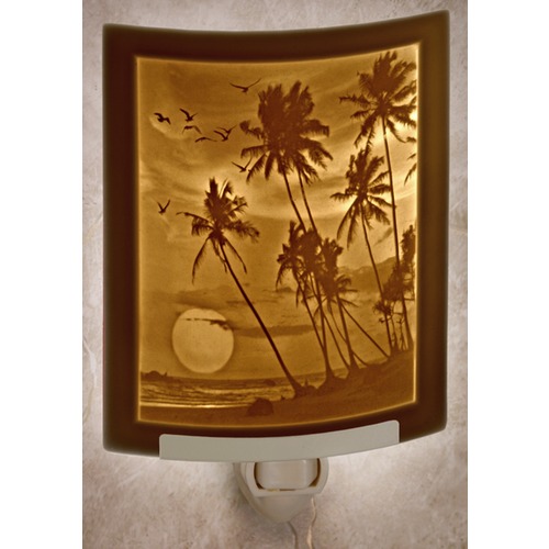 Porcelain Garden Lighting Tropical Sunset Curved Panel Lithophane Nightlight by Porcelain Garden Lighting NR263