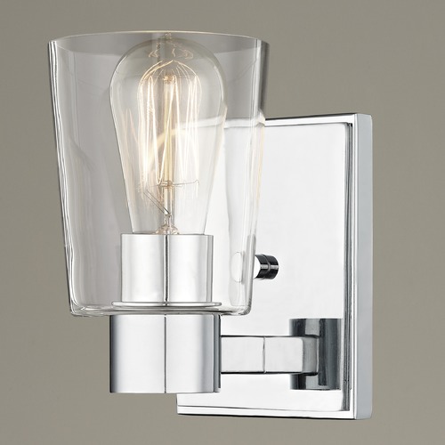 Design Classics Lighting Clear Glass Sconce Chrome 2101-26 GL1027-CLR