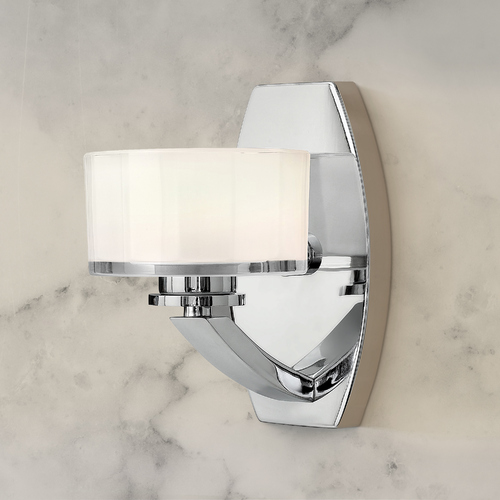 Sconce with White Glass in Chrome Finish