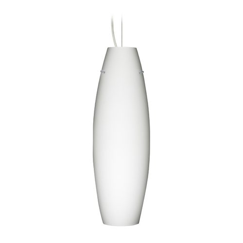Modern Pendant Light White Glass Satin Nickel by Besa Lighting
