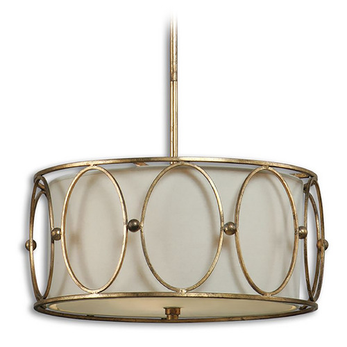 Uttermost Lighting The Uttermost Company Ovala Antiqued Gold Leaf Pendant Light with Drum Shade 21955