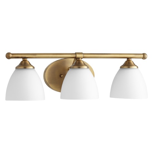 Brooks Aged Brass Bathroom Light by Quorum Lighting