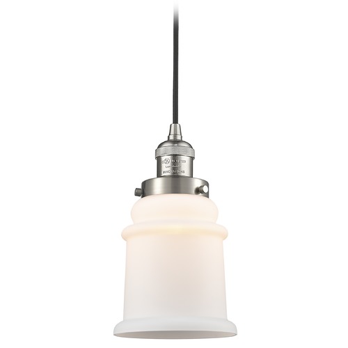 Innovations Lighting Innovations Lighting Canton Brushed Satin Nickel Mini-Pendant Light with Bell Shade 201C-SN-G181