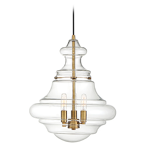 15-Inch Pendant in Natural Brass by Meridian