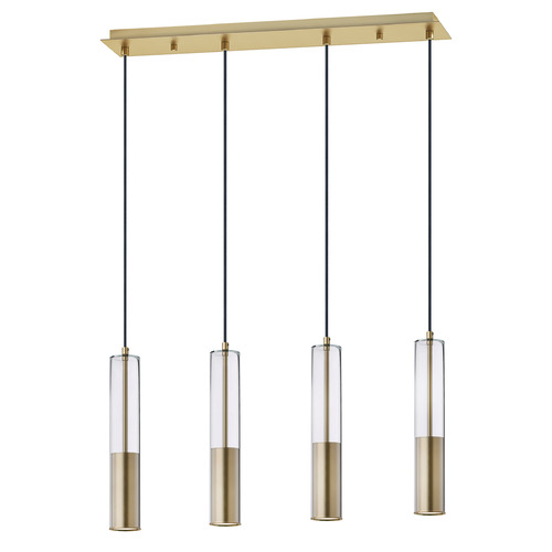 Torch LED 4-Light Linear Pendant in Satin Brass by ET2 Lighting