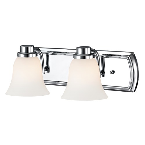 Design Classics Lighting 2-Light Bath Bar in Chrome with White Bell Glass 1202-26 GL9222-WH