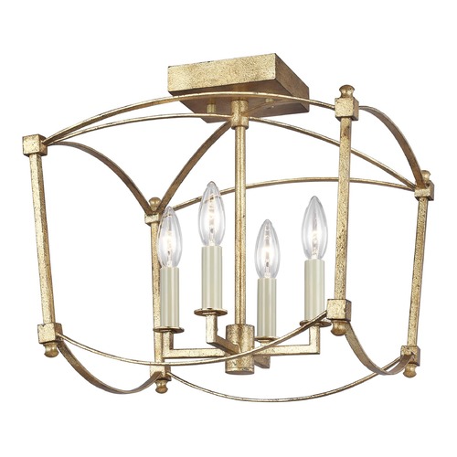 Visual Comfort Studio Collection Thayer Antique Gild Semi-Flush Mount by Visual Comfort Studio SF350ADB