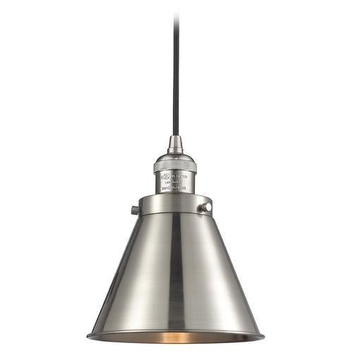 Innovations Lighting Innovations Lighting Appalachian Brushed Satin Nickel Mini-Pendant Light with Conical Shade 201C-SN-M13-SN