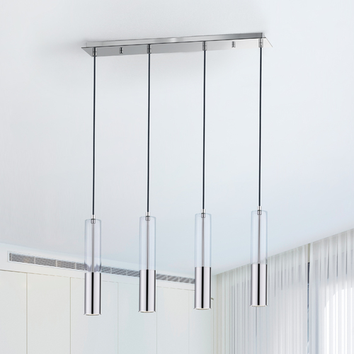 Torch LED 4-Light Linear Pendant in Polished Chrome by ET2 Lighting