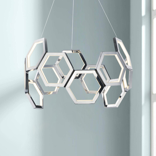 Polygon 30-Inch LED Pendant in Polished Chrome by ET2 Lighting