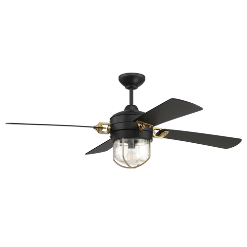 Craftmade Lighting Nola 52-Inch Flat Black and Satin Brass LED Fan by Craftmade Lighting NOL52FBSB4