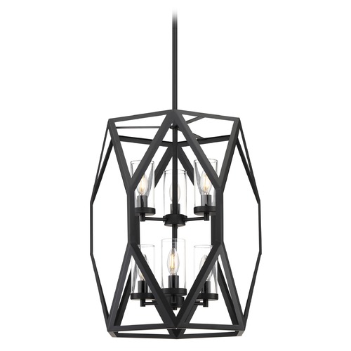 Zemi Black Pendant with Cylindrical Shade by Satco Lighting