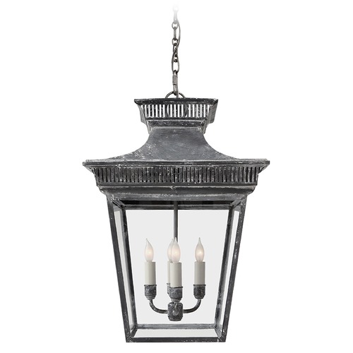 Visual Comfort Signature Collection E.F. Chapman Elsinore Lantern in Weathered Zinc by Visual Comfort Signature CHC5050WZ