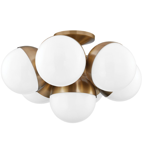 Troy Lighting Cupertino Patina Brass LED Semi-Flushmount Light