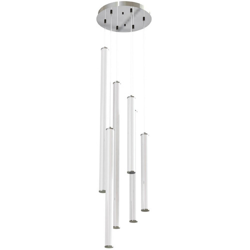 Afx Lighting Caden Satin Nickel LED Multi-Light Pendant with Cylindrical Shade