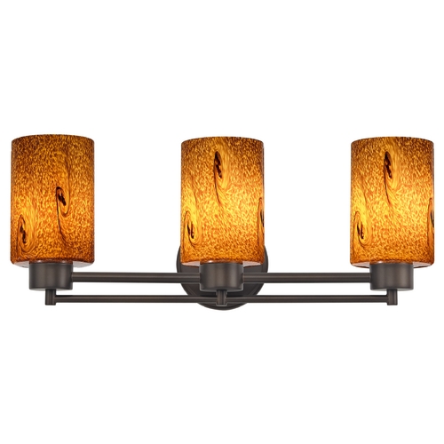 Design Classics Lighting Modern Bathroom Light with Brown Art Glass in Bronze Finish 703-220 GL1001C