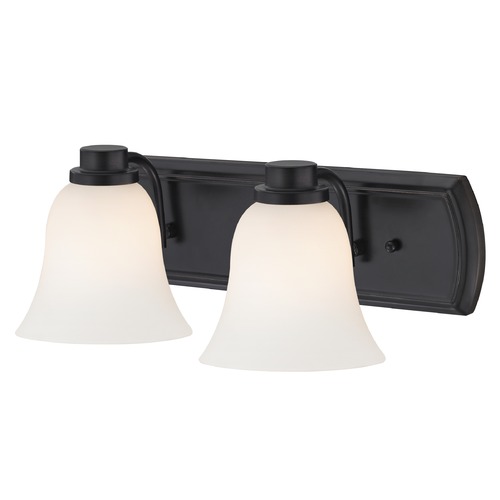 2-Light Bath Bar in Bronze with White Bell Glass