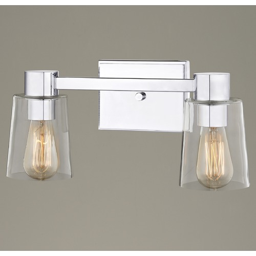 Design Classics Lighting 2-Light Clear Glass Bathroom Light Chrome 2102-26 GL1027-CLR